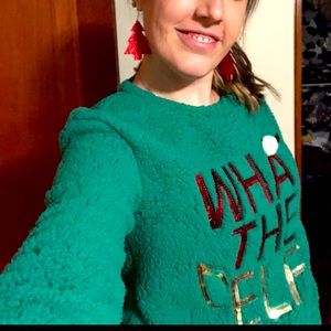 Sherpa Christmas sweater what the elf? Sherpa fleece texture Xmas final price